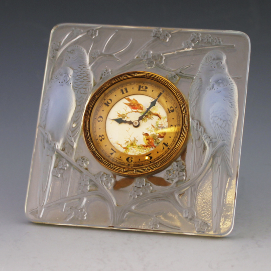 置時計：インコ」ルネ・ラリックのデスクウェア《ギャルリーオルフェ》