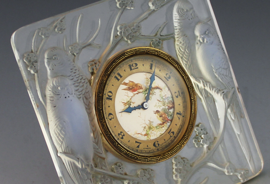 置時計：インコ」ルネ・ラリックのデスクウェア《ギャルリーオルフェ》